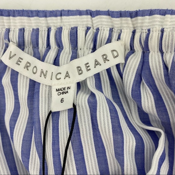 NWT Veronica Beard Lacey Striped Cold-shoulder Top Size 6 - Picture 2 of 10